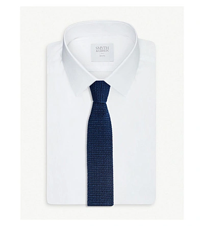 Shop Tom Ford Knitted Woven Silk Tie In Blue