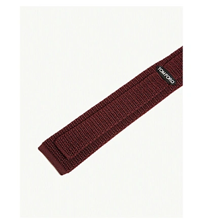 Shop Tom Ford Knitted Woven Silk Tie In Burg