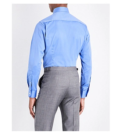 Shop Eton Slim-fit Cotton-twill Shirt, Mens, Size: 15.5, 12:00:00, French Blue