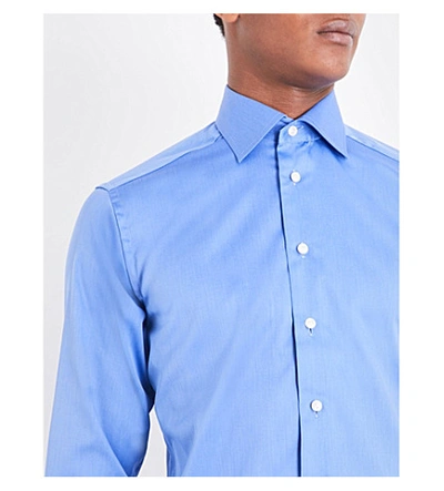 Shop Eton Slim-fit Cotton-twill Shirt, Mens, Size: 15.5, 12:00:00, French Blue