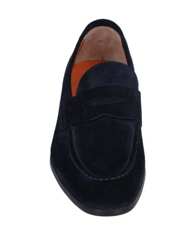 Shop Santoni Man Loafers Midnight Blue Size 12 Soft Leather