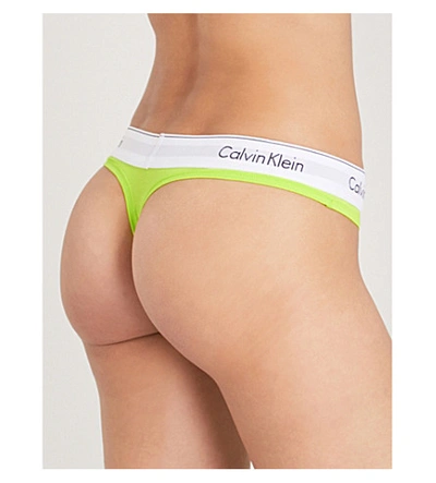 Shop Calvin Klein Modern Cotton Cotton-jersey Thong In Po9 Harpy