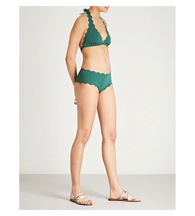 Shop Marysia Spring Scalloped Bikini Top In Kelp
