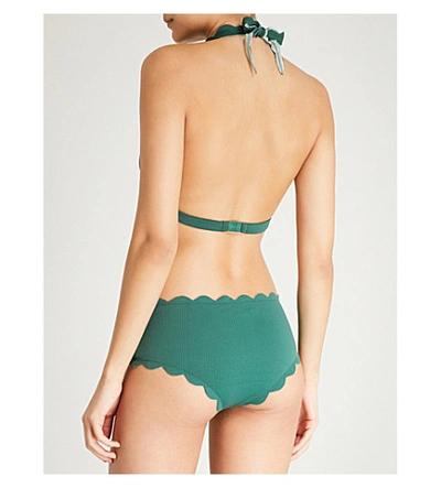 Shop Marysia Spring Scalloped Bikini Top In Kelp