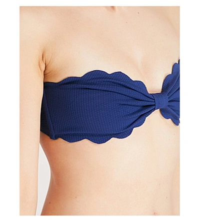 Shop Marysia Antibes Scalloped Bikini Top In Mirtillo