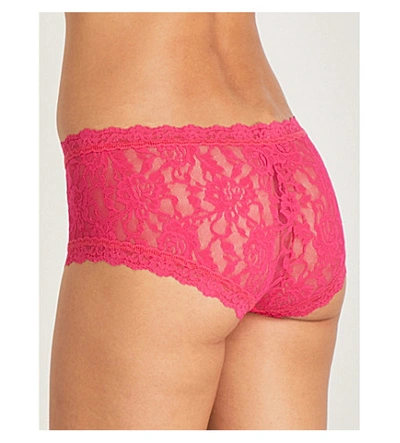 Shop Hanky Panky Signature Stretch-lace Boyshort Briefs In Bright Rose