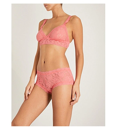 Shop Hanky Panky Signature Stretch-lace Boyshort Briefs In Peachy Keen