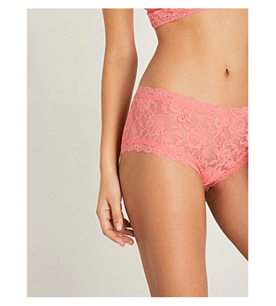 Shop Hanky Panky Signature Stretch-lace Boyshort Briefs In Peachy Keen