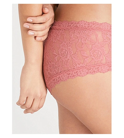 Shop Hanky Panky Signature Stretch-lace Boyshort Briefs In Pink Sands