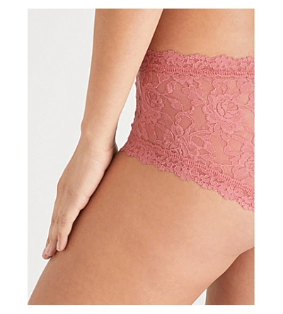 Shop Hanky Panky Signature Stretch-lace Boyshort Briefs In Pink Sands