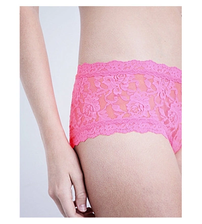 Shop Hanky Panky Signature Stretch-lace Boyshort Briefs In Sizzle Pink