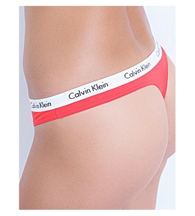 Shop Calvin Klein Carousel Stretch-cotton Thong In 2ec Entice