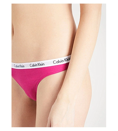 Shop Calvin Klein Carousel Stretch-cotton Thong In 70e Rosate