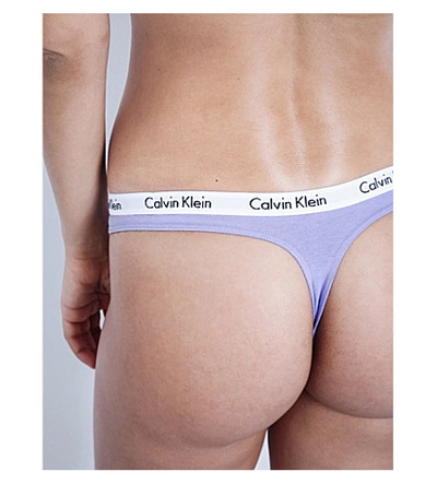 Shop Calvin Klein Carousel Stretch-cotton Thong In 8pr Impression