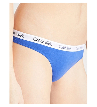 Shop Calvin Klein Carousel Stretch-cotton Thong In Stk Streak