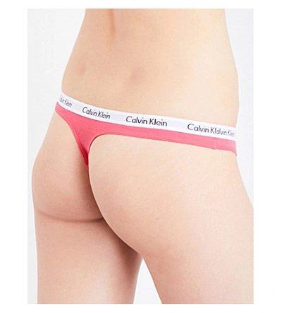 Shop Calvin Klein Carousel Stretch-cotton Thong In Ud1 Desert Sunset