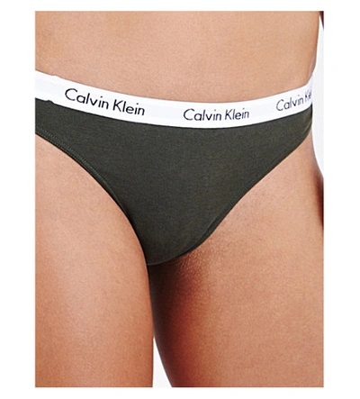 Shop Calvin Klein Carousel Stretch-cotton Thong In Vy1 Valley