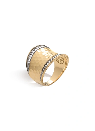 Shop John Hardy Classic Chain' Diamond 18k Yellow Gold Saddle Ring