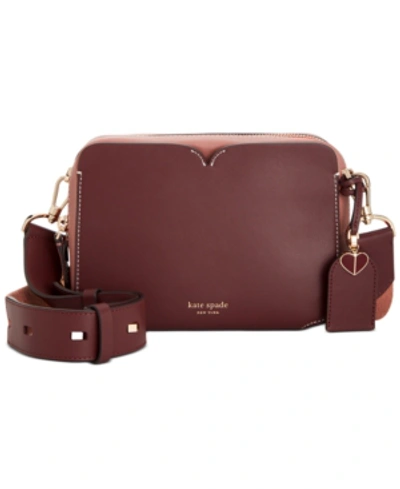 Shop Kate Spade Candid Leather Camera Bag In Cherrywood/gold