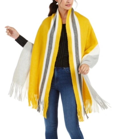 Shop Steve Madden Super Soft Striped Muffler Scarf In Mustard