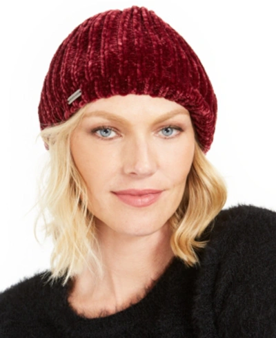 Shop Steve Madden Solid Chenille Beret In Wine