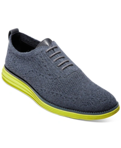 Shop Cole Haan Men's Original Grand Stitchlite Oxfords Men's Shoes In Slate Blue/citron