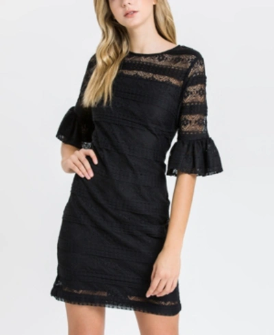 Shop English Factory Knit Lace Dress In Black