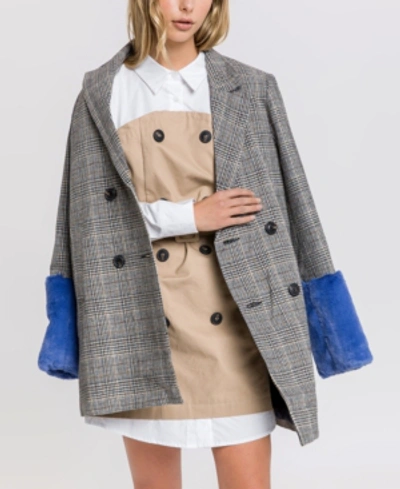 Shop English Factory Jacket With Combo Faux Fur In Multi