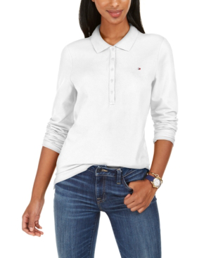 tommy hilfiger white long sleeve polo