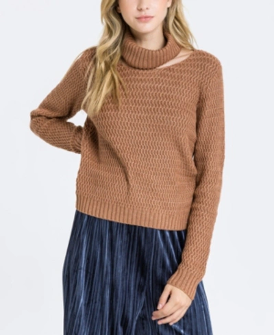 Shop English Factory Ribbed Neckband Knit Top In Tan