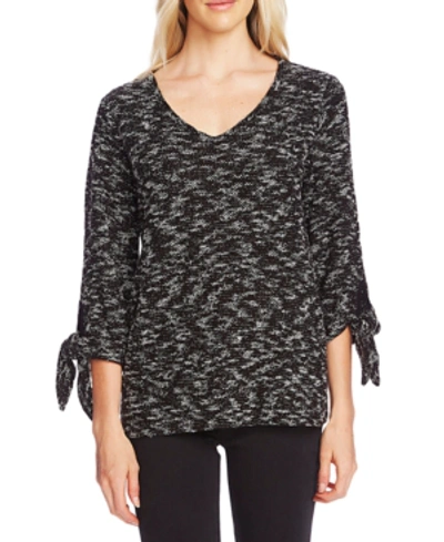 Shop Vince Camuto Marled Tie-cuff Top In Rich Black