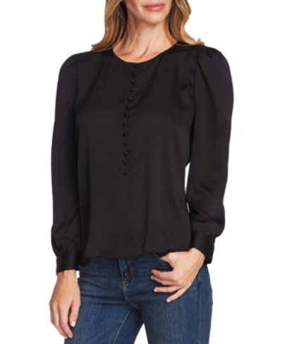Shop Vince Camuto Puff-sleeve Blouse In Rich Black