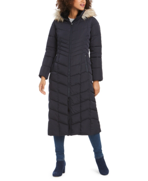 hooded maxi puffer coat