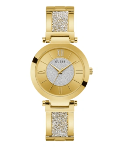 Shop Guess Women's Gold-tone Stainless Steel & Cubic Zirconia Crystal Bangle Bracelet Watch 36mm