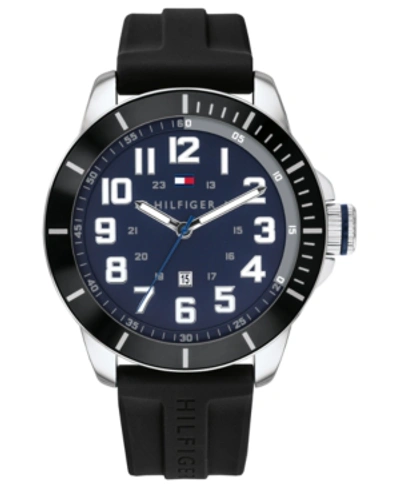 Shop Tommy Hilfiger Men's Black Silicone Strap Watch 44mm, Created For Macy's