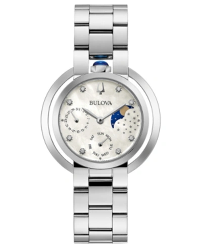 Shop Bulova Women's Rubaiyat Diamond-accent Stainless Steel Bracelet Watch 35mm