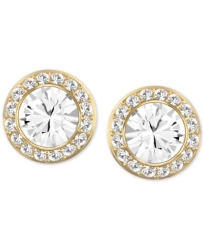 Shop Swarovski Gold-tone Crystal Stud Earrings In White
