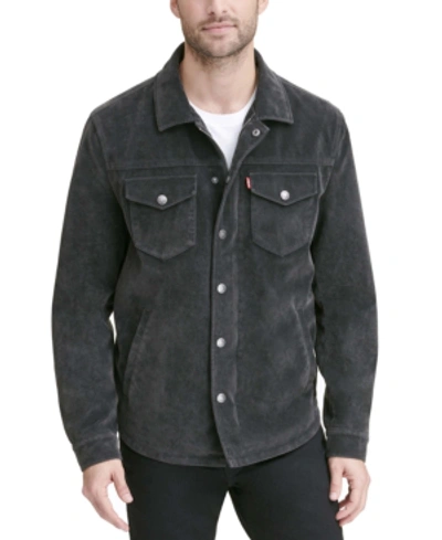 Levi's Men's Faux Suede Shirt Jacket In Charcoal | ModeSens