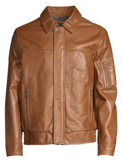 Shop Andrew Marc Balthazar Leather Jacket In Whiskey