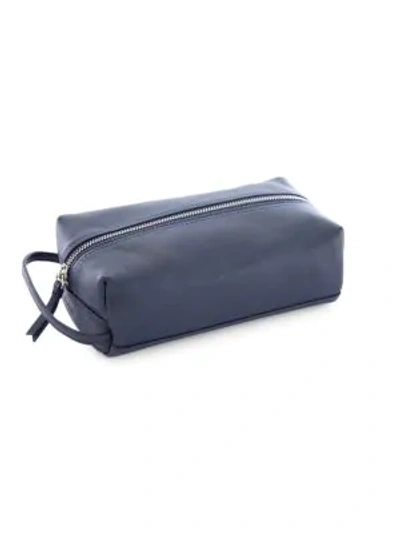 Shop Royce New York Compact Leather Toiletry Bag In Navy Blue