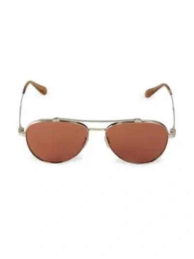 Shop Oliver Peoples Rikson 56mm Aviator Sunglasses In Silver