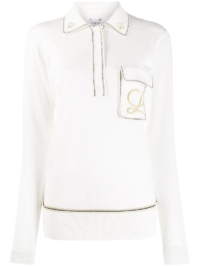 Shop Loewe Embroidered Initial Polo Top In 2370