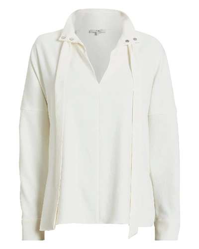 Shop Tibi Chalky Drape Tie Neck Blouse In White