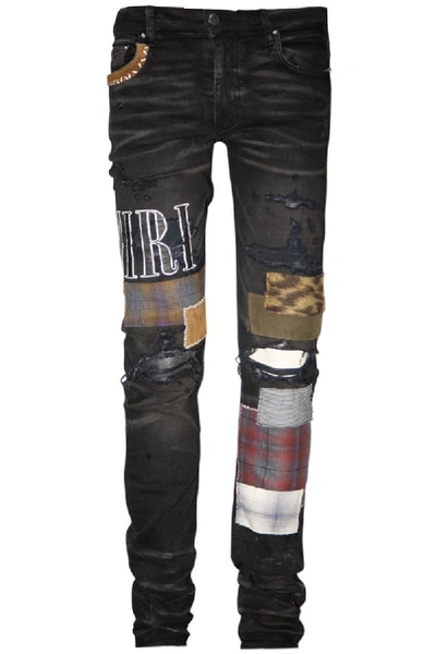 Shop Amiri Grunge Patch Jeans Rough Black