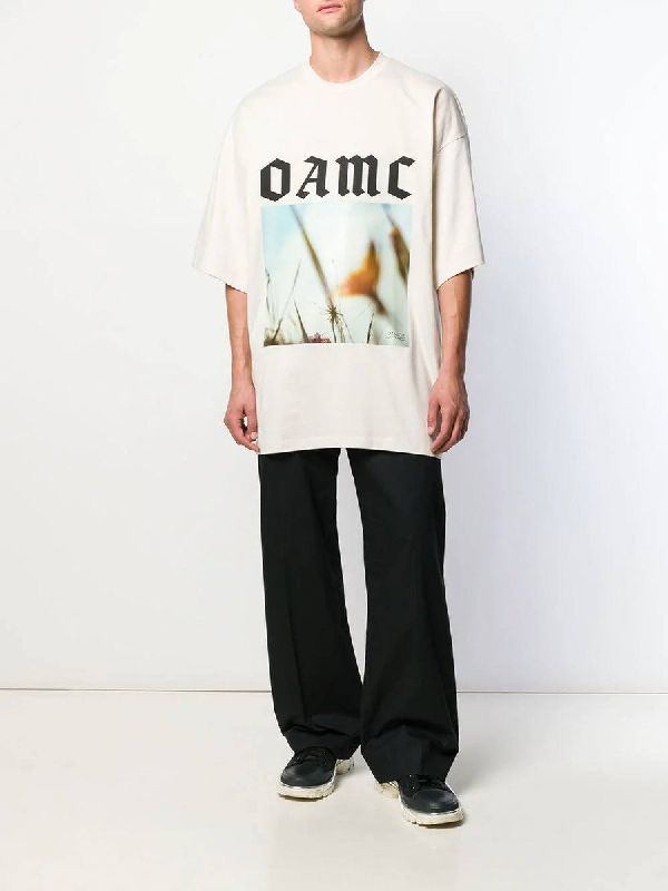 Oamc Over-sized Logo Graphic Print T-shirt In Neutrals | ModeSens