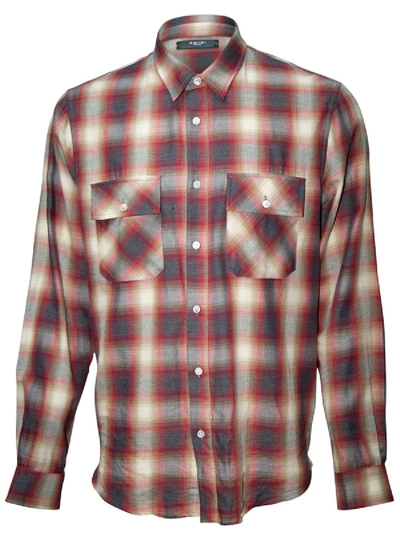 Shop Amiri Checked Pattern Flannel Shirt In Red