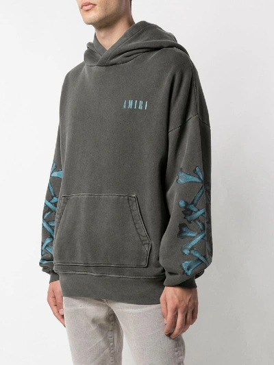 Shop Amiri Bones Hoodie Grey