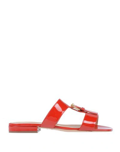 Shop Sergio Rossi Woman Sandals Red Size 5 Soft Leather