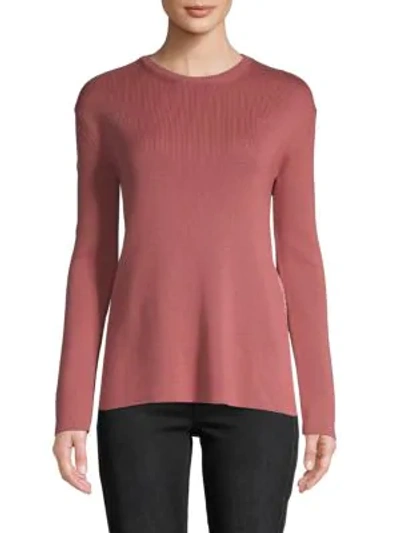 Shop Valentino Long-sleeve Wool & Cotton-blend Top In Sandy Rose