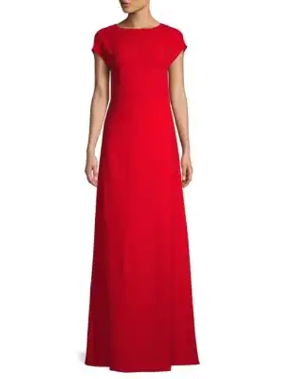 Shop Valentino Cutout Bow Silk Gown In Rosso